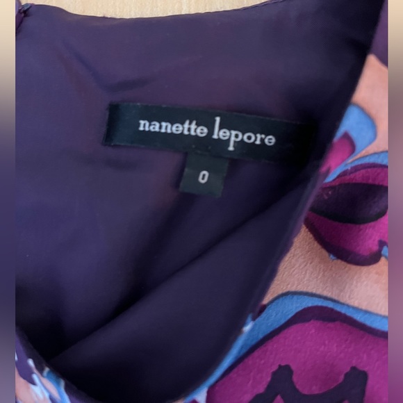 Nanette Lepore Plum Floral Silk Dress Size 0 - Picture 9 of 12